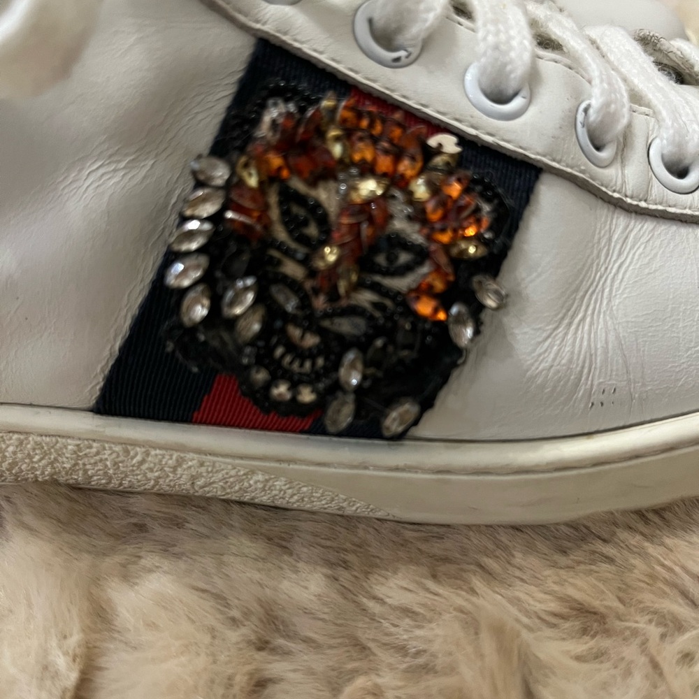 GUCCI Calfskin Web Studded Feline Ace
Sneakers - Size 36.5 US 6.5 - Picture 7 of 12